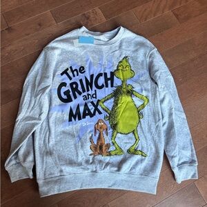 BNWT Dr. Seuss Gray Grinch and Max Graphic Sweatshirt